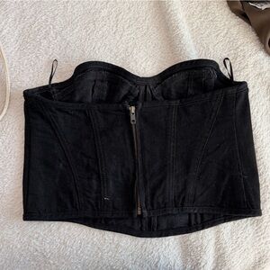 Zara Black Corset-Style Zip Front Top